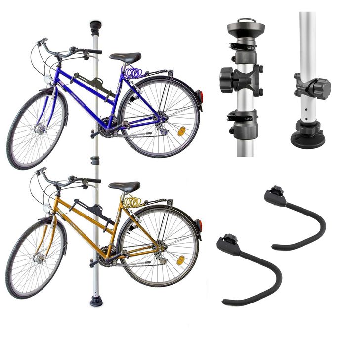 WIESZAK STOJAK na 2 rowery słup alu TELESKOPOWY sufit-podłoga