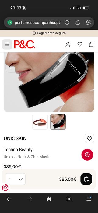 Máscara de Contorno Facial UNICSKIN Unic LED Neck and Chin Mask (selado / 3 anos garantia)