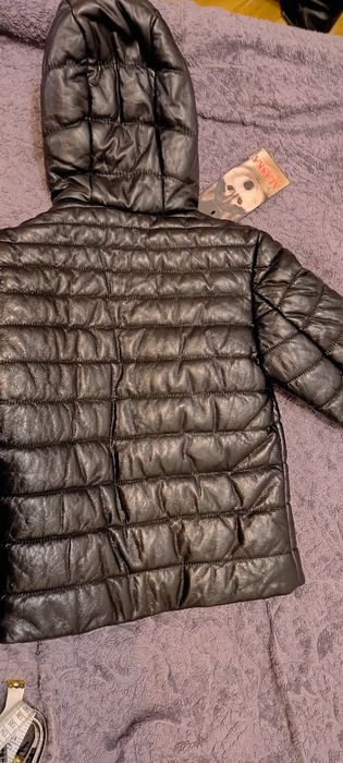 Дитяча шкіряна зимня куртка