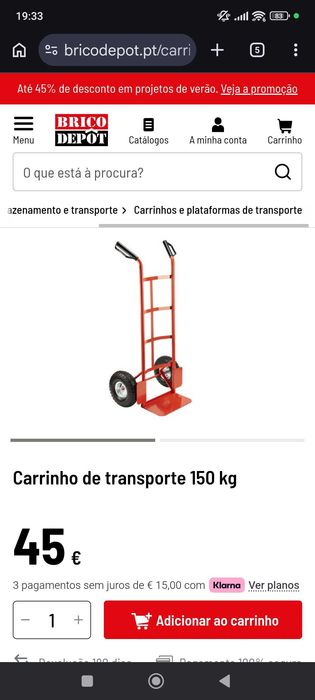 Carrinho de transporte de peso