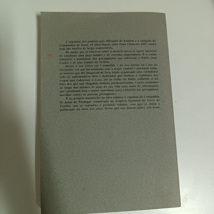 História da Expulsão da Companhia de Jesus" (Vol. I) - José Caeiro