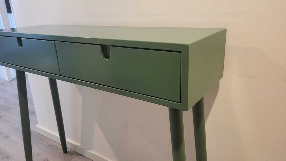 Consola de Hall de Entrada verde oliva lacada com 2 gavetas