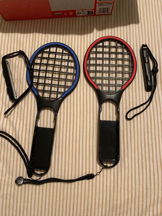 Nintendo switch + jogo sports + acessórios + raquetes