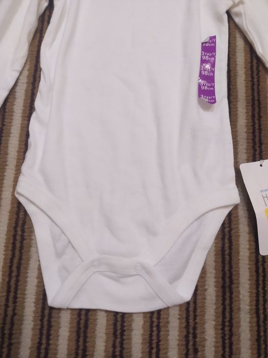 Body z długim rękawem białe gładkie bawełniane Hello Baby