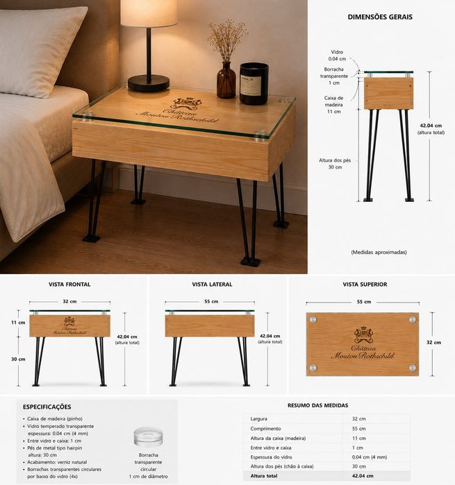 Mesa de cabeceira/ mesa de centro