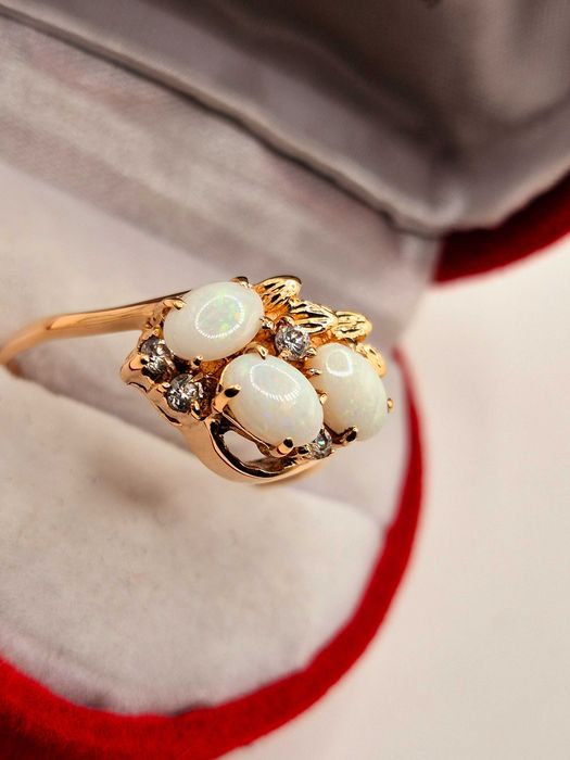 Zjawiskowy Złoty pierścionek z opalem 585 (14K) OPAL