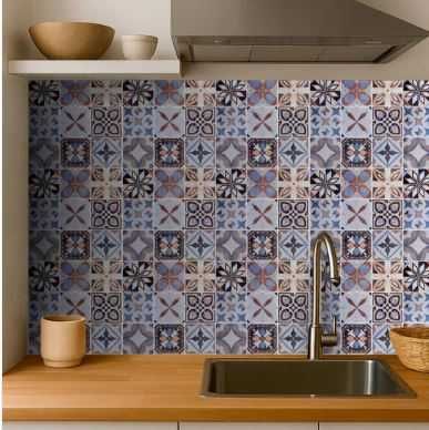 Azuleijo AutoAdesivo de parede 3D - Padrão azulejo Português castanho