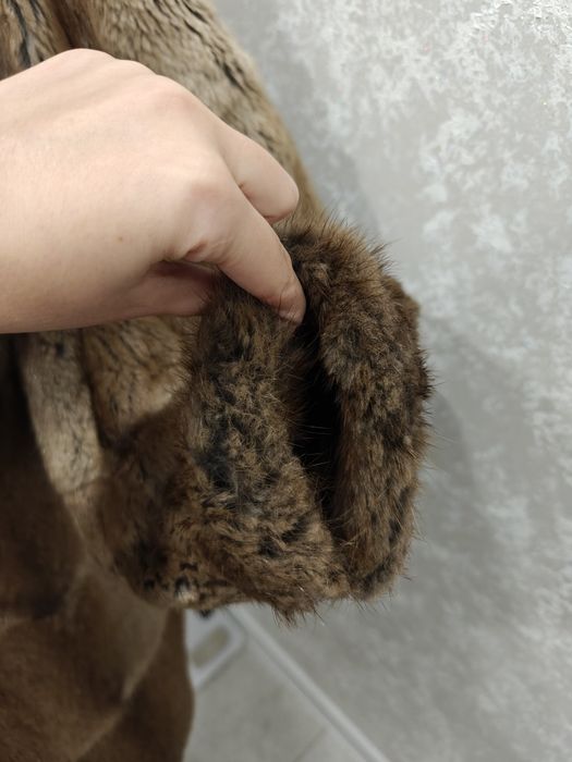 Futro naturalne brązowe beżowe vintage coquette 46 48 3XL 4XL
