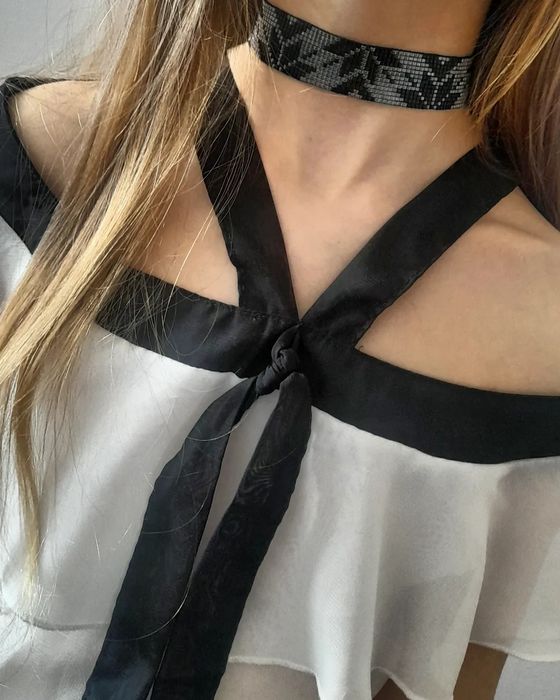 Naszyjnik- Choker z koralików ręcznie robione