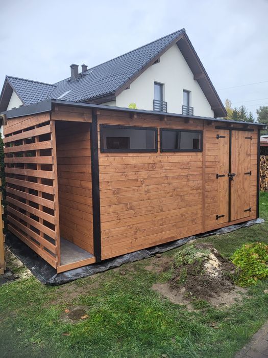 Promocja Nowoczesny Domek narzędziowy z drewutnią montaż gratis