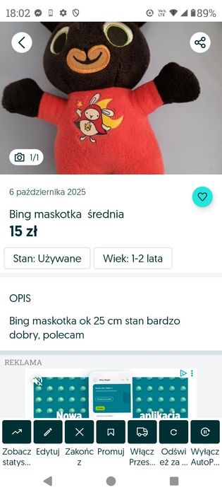 Bing maskotka srednia