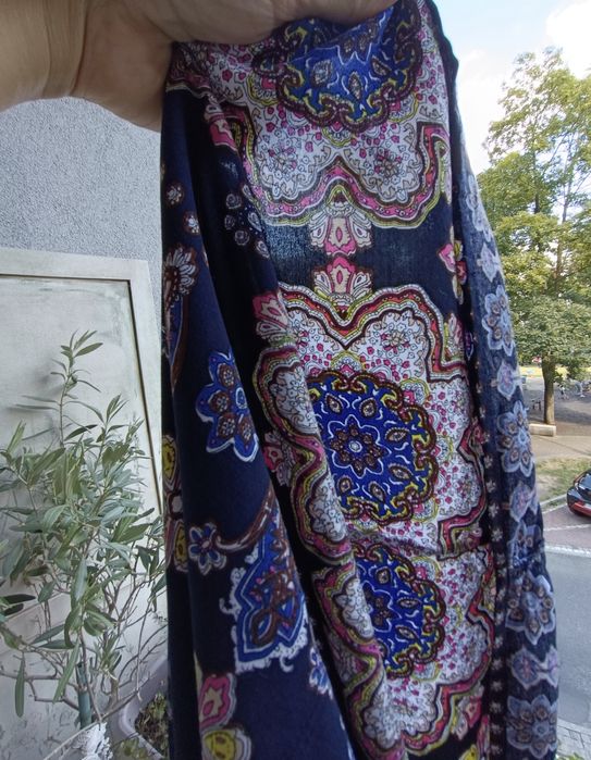 L biust 52x2 długa boho folk z haftem sukienka paisley hippie