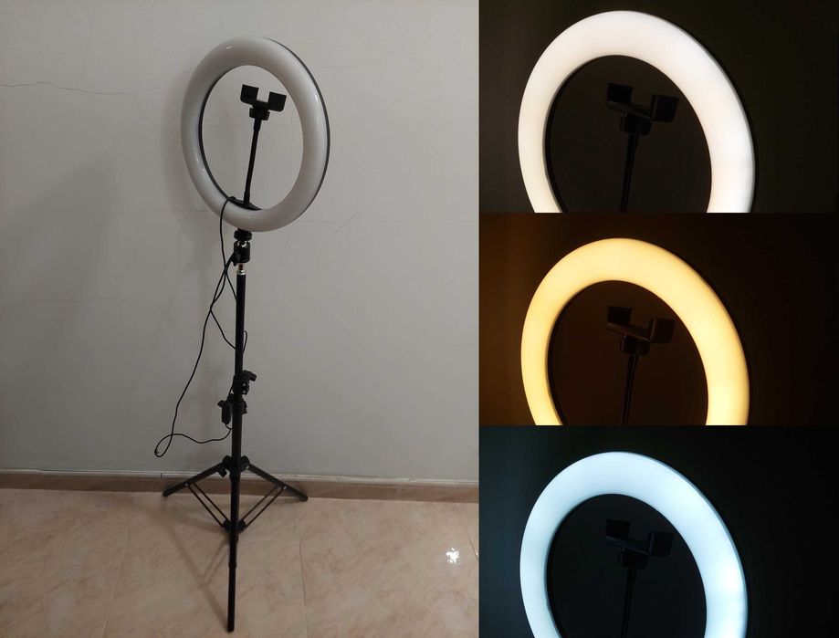Ring Light LED com tripé regulável até 180cm