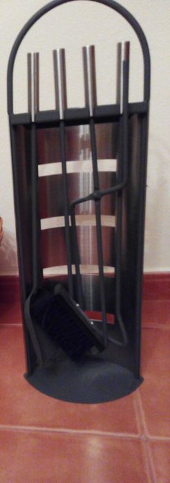 Acessórios para Lareira de 4 Peças + Suporte