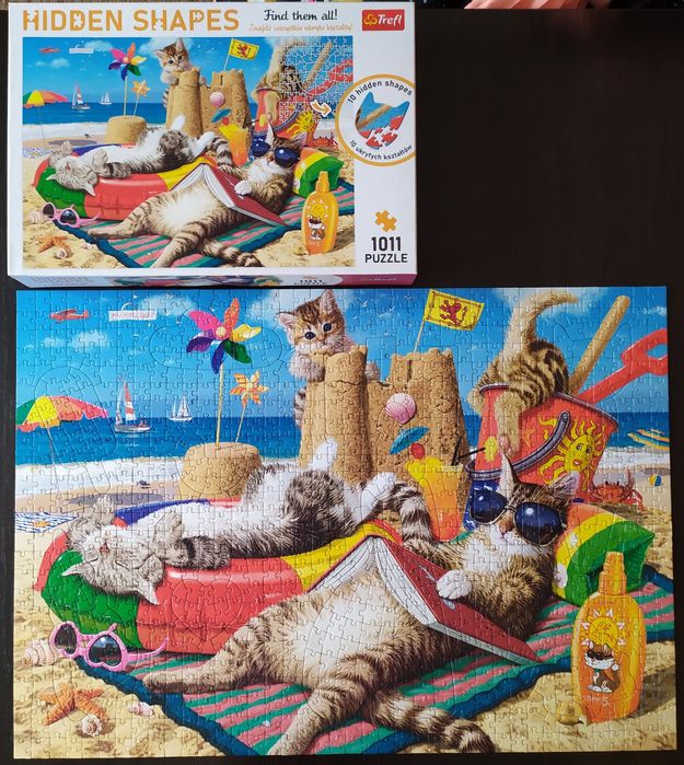 Puzzle Trefl 1011 Hidden shapes Kocie wakacje 1000 ukryte kształty