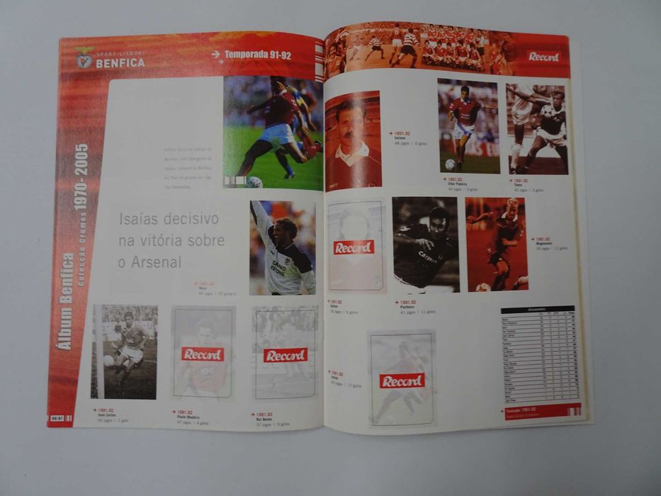 Caderneta de cromos de futebol vazia - Álbum Benfica Record 1970/2005