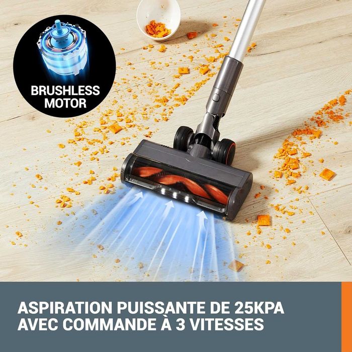 Aspirador Sem Fios 20V WX038 | 25KPa Potência de Sucção | Até 45 Min Autonomia | Aspirador de Mão para Pêlos de Animais, Carpete, Pavimentos e Carro