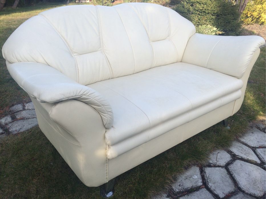 Wypoczynek skóra naturalna 3os., 2os., 1os., ecru [Kanapa sofa fotel]