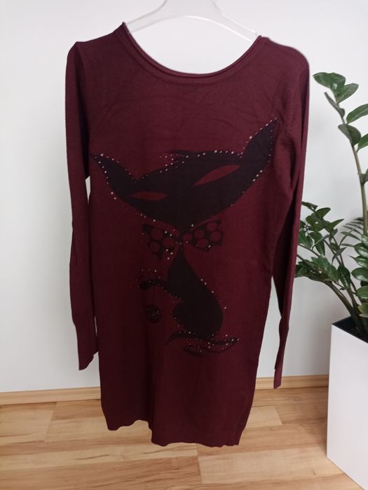 Sweter dłuższy tunika kot