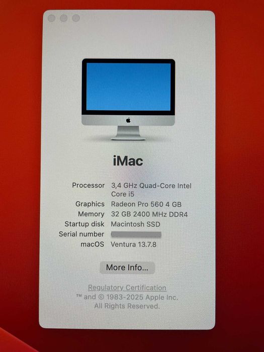 Apple iMac 21,5" Retina 4K 2017 | i5 | 32GB RAM | 2TB SSD | Radeon Pro 560 4GB