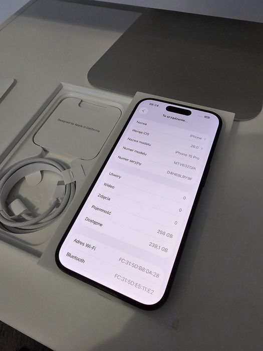 iPhone 15 Pro 256 GB Blue Titanium • Stan bardzo dobry