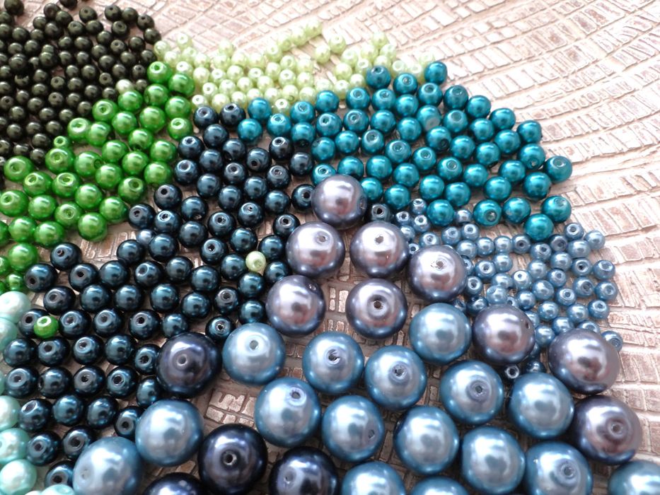 Perły sztuczne | mix zielono-niebieski | nowe