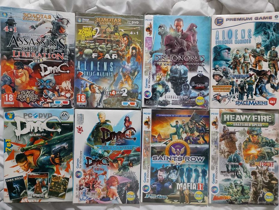 pc  dvd игры цена за все 8шт (запечатаны, не вскрывались)3