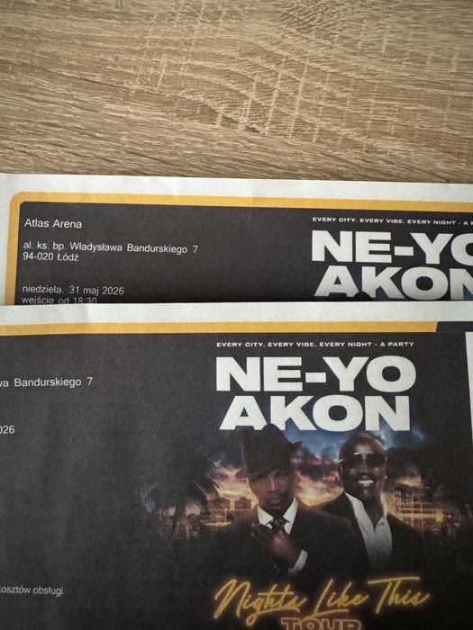 2 bilety Ne-yo i akon łódz 31.05.2026