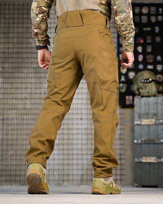 Чоловічі зимові тактичні штани софтшел DRAFT висока талія кайот