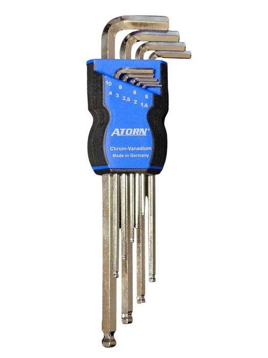 ATORN Zestaw kluczy imbusowych z kulką długich 1,5-10mm 9szt MADE GER