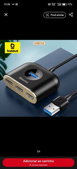 Baseus USB hub usb 3.0 para usb 3.0x1 + usb 2.0x3