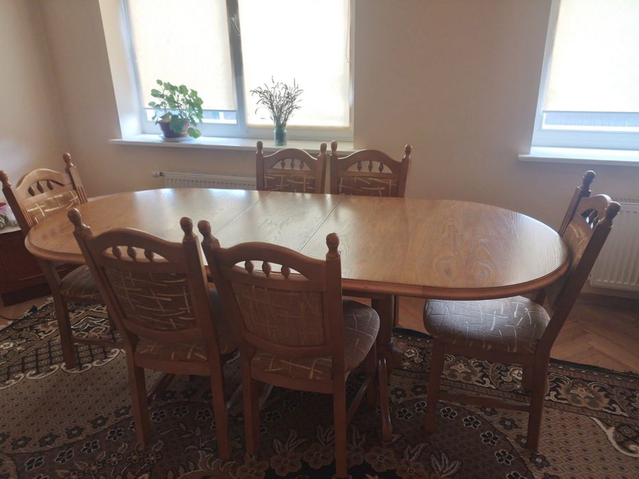 Стіл розкладний + 6 стільців (бук, велика сімейна модель)