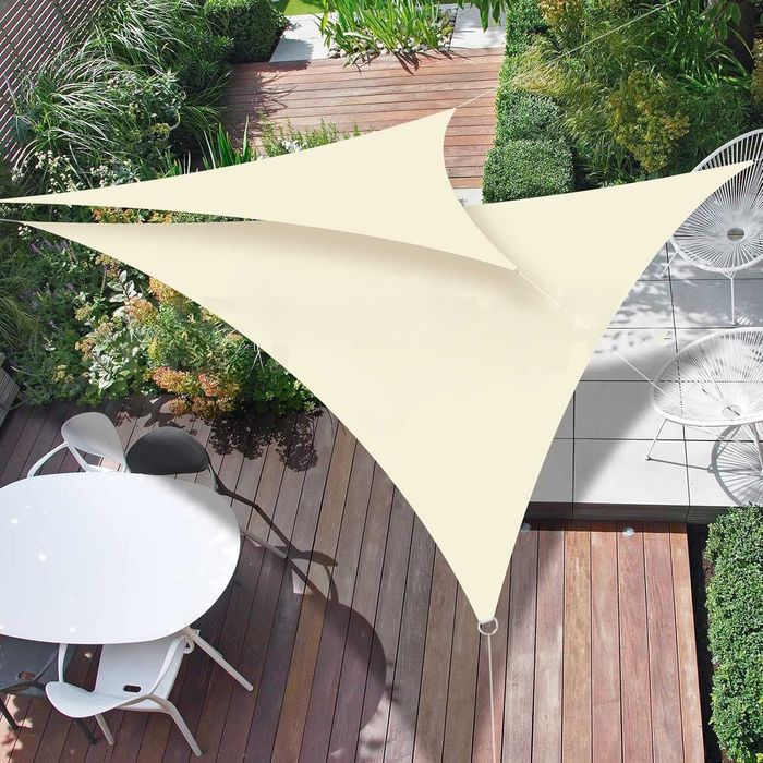Żagiel przeciwsłoneczny wodoodporny 5x6x5 m jasny beż trójkąt