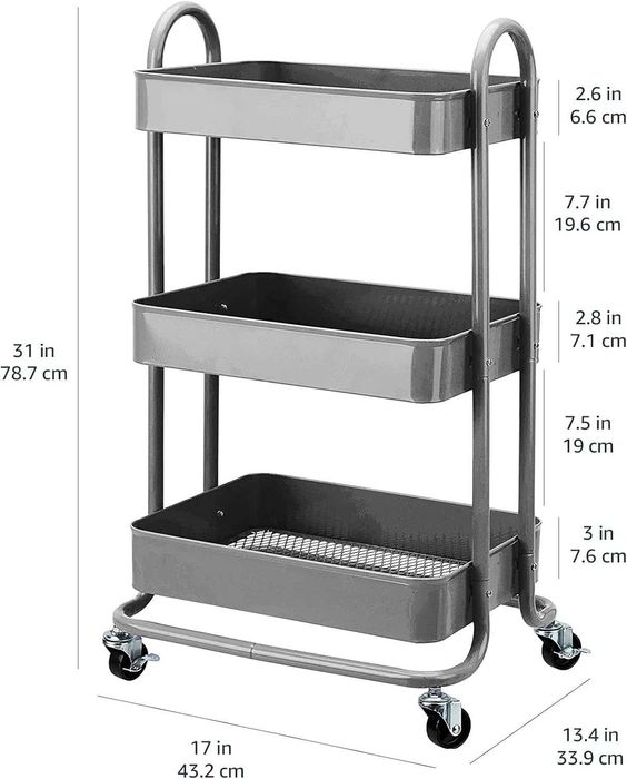 Carrinho de cozinha quarto sala [cinza/branco/rosa/menta] ENVIO GRÁTiS