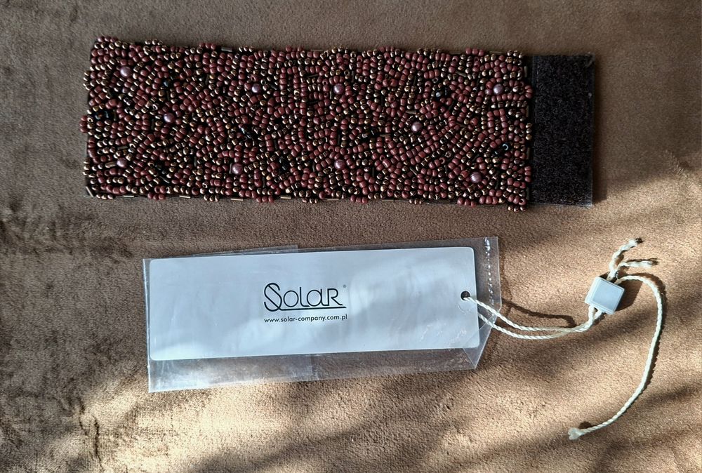 Bransoleta szeroka Solar bransoletka brązowa  -- piękna