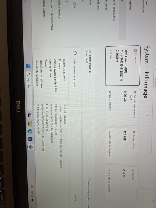 Laptop DELL Vostro 5402 14 FHD i5-1135G7 8GB 256G