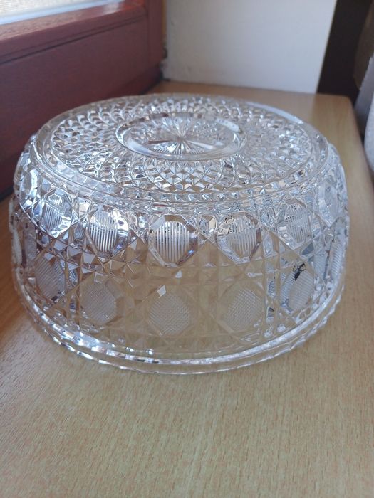 Misa kryształowa PRL – vintage, piękny połysk, 20,5 cm