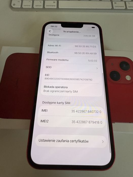 iPhone 13 256gb Red Idealny Bateria 100%