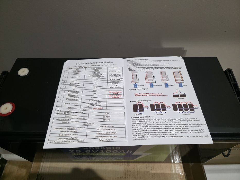 Аккумулятор Lifepo4 24V 100A 2560Wh