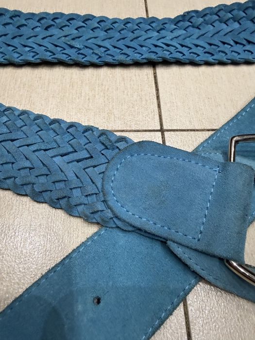 Turkusowy zamszowy szeroki pasek