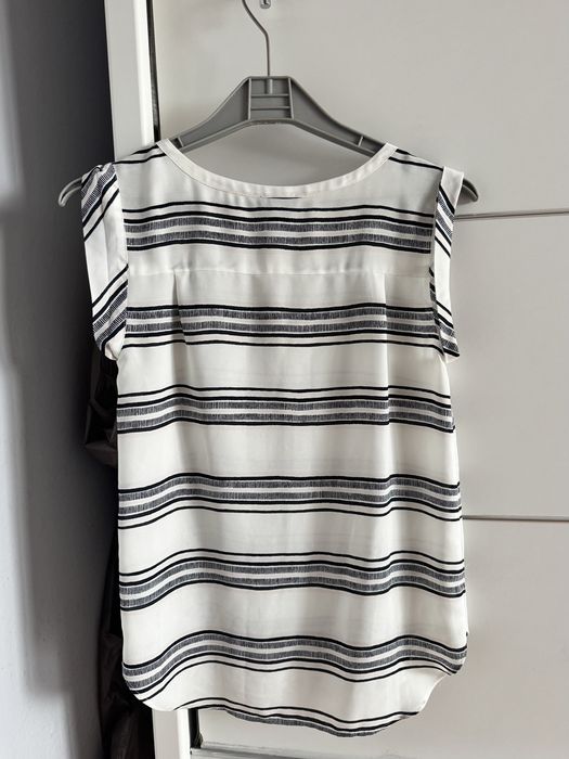 Bluzka Ann Taylor Petite biało-czarna paski elegancka lekka petite