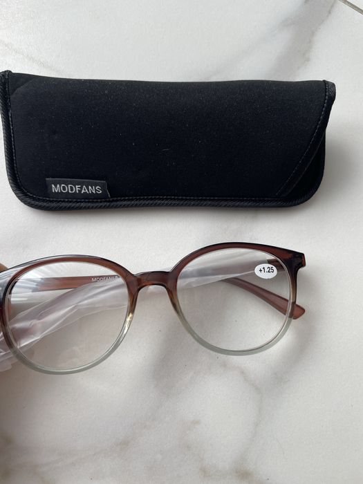 Nowe okulary Modfans biało brązowe oprawko wada 1.25