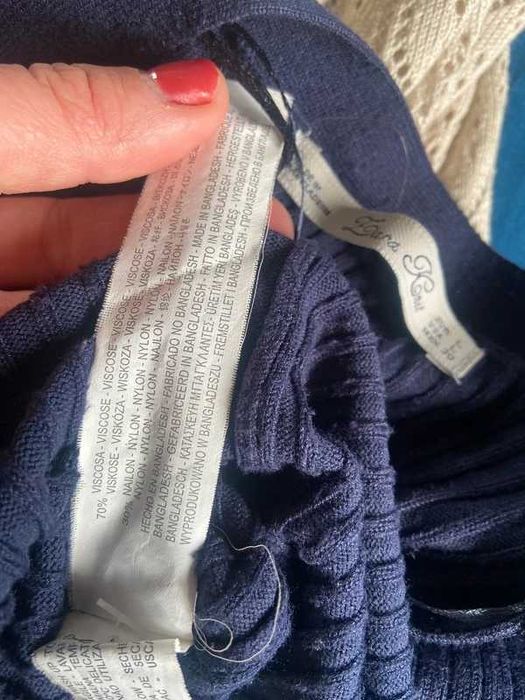 Kardigan granat prazkowany sweter zara basic l xl wiskoza nylon 40