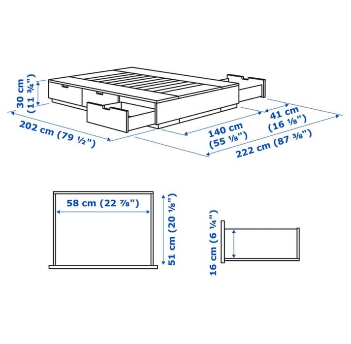 Cama Branca  IKEA NORDLI, 140x200 cm