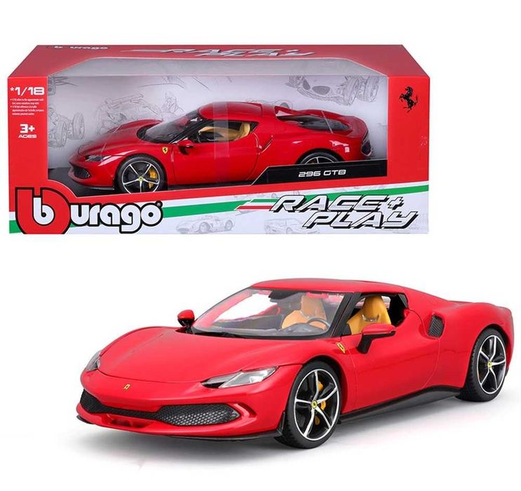 Burago, 1/18, novo - Ferrari 296 GTB Hybrid 830 hp V6 2021