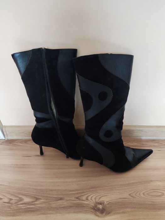 Чоботи жіночі на зиму. Натуральний замш + шкіра. Натуральне хутро.  37