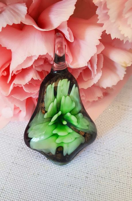 Wisiorek zielony Szkło Murano weneckie zawieszka zielona NOWA