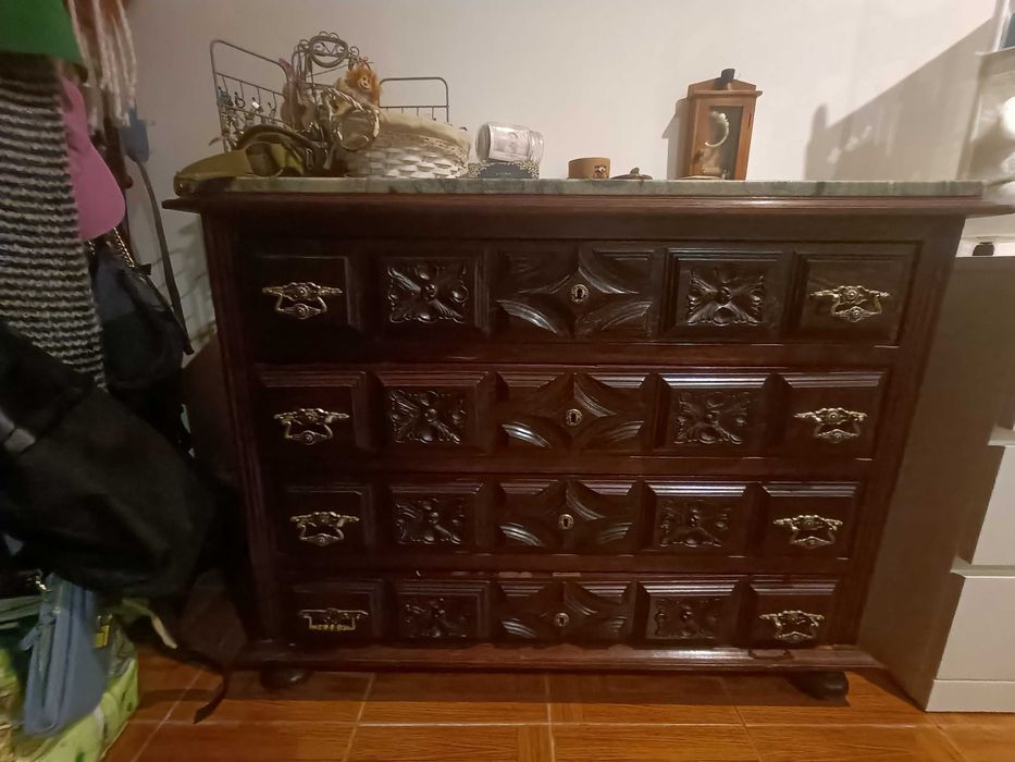 Mobília de Quarto em Madeira Maciça c/ Mármore – Venda em Separado ou Conjunto