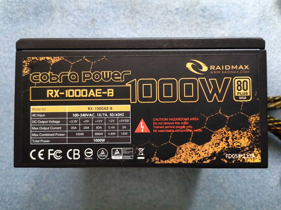 Блок живлення 1000 Ват Raidmax Cobra (RX-1000AE-B)