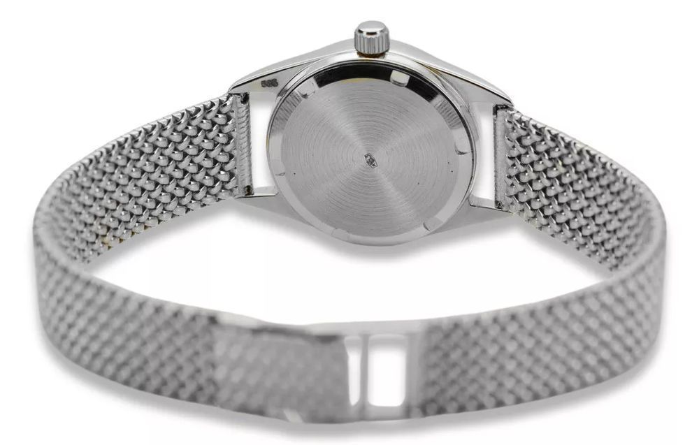 Zegarek damski z białego złota 14k 585 Geneve lw078wdpr&lbw003w-Perłow